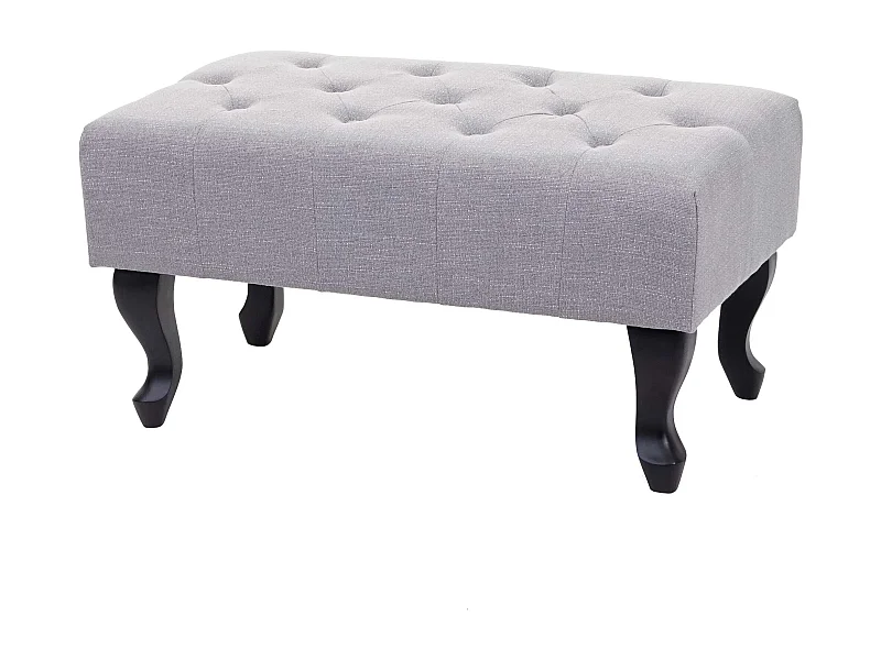 Banc capitonné chesterfield tabouret tissu grise 77 x 47 x 39 cm 04_0003731