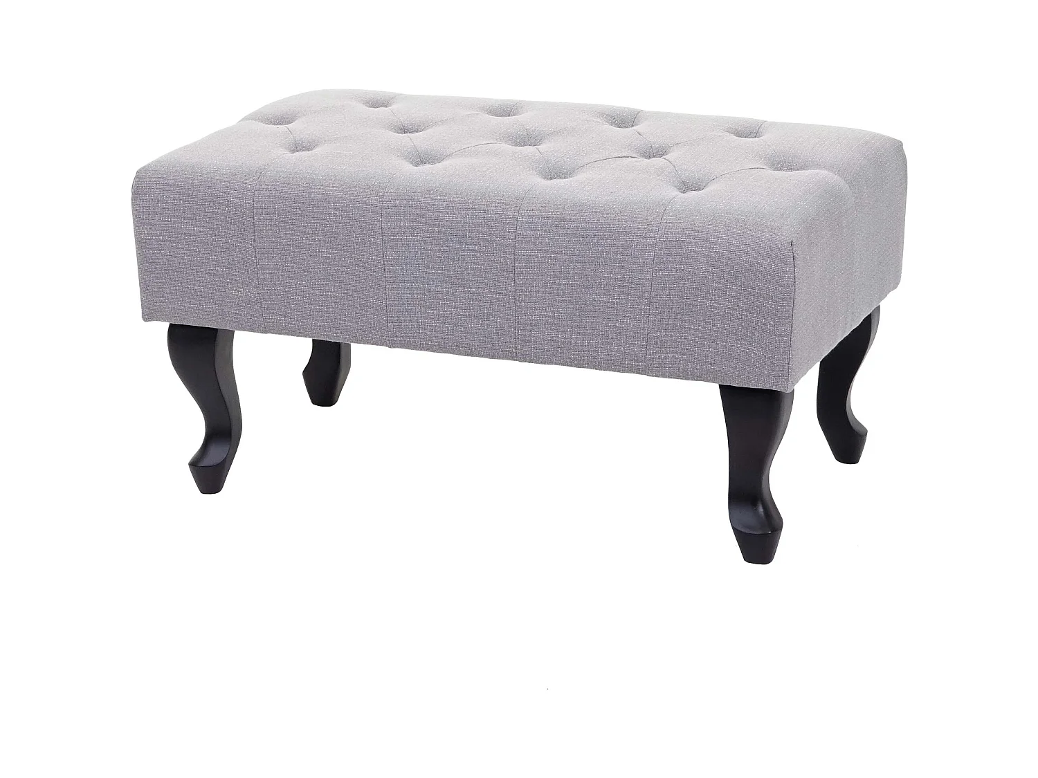 Banc capitonné chesterfield tabouret tissu grise 77 x 47 x 39 cm 04_0003731