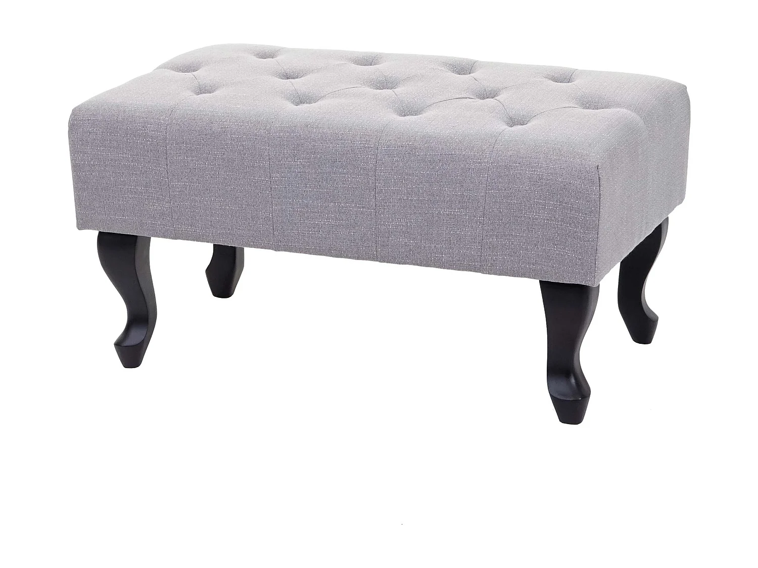 Banc capitonné chesterfield tabouret tissu grise 77 x 47 x 39 cm 04_0003731