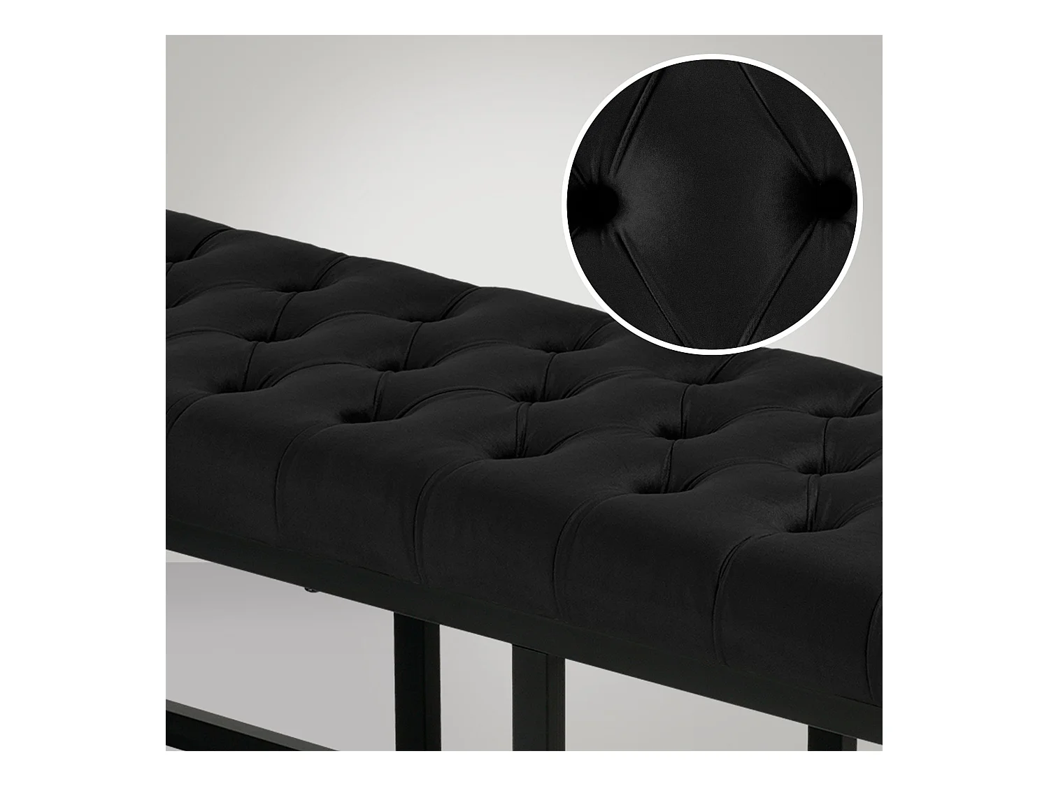 Banquette capitonné bout de métal argentée 150 x 37 x 42 cm BAN10113