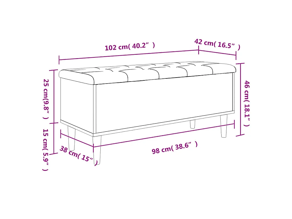 Banc banquette de rangement bois beige 102 x 42 x 46 cm DEC024749