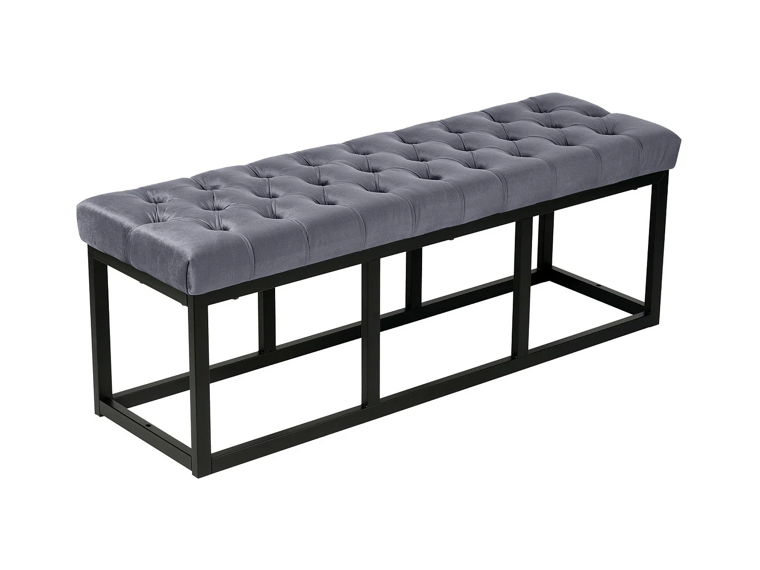 Banquette capitonné bout de métal grise 120 x 37 x 42 cm BAN10110