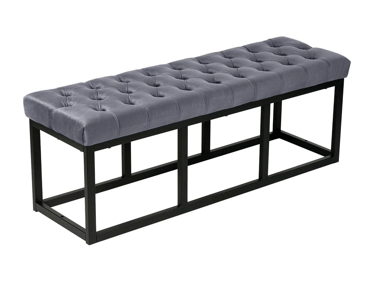 Banquette capitonné bout de métal grise 120 x 37 x 42 cm BAN10110