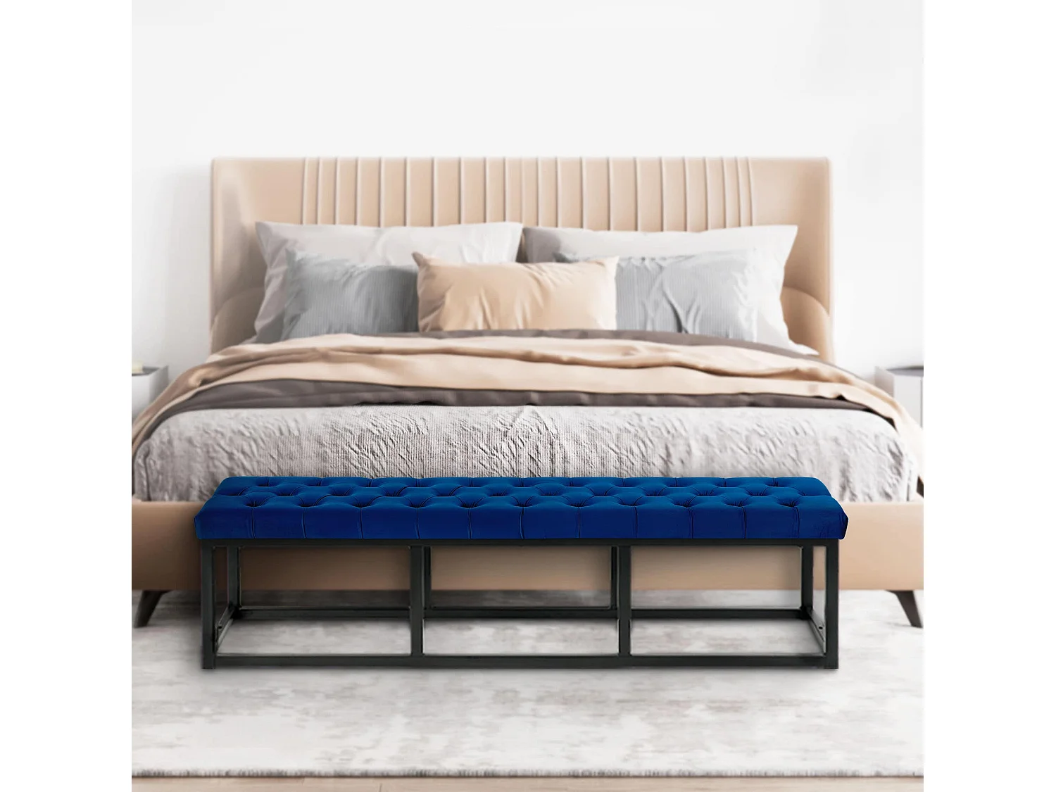 Banquette banc bout de métal bleue 120 x 37 x 42 cm 10_0003668