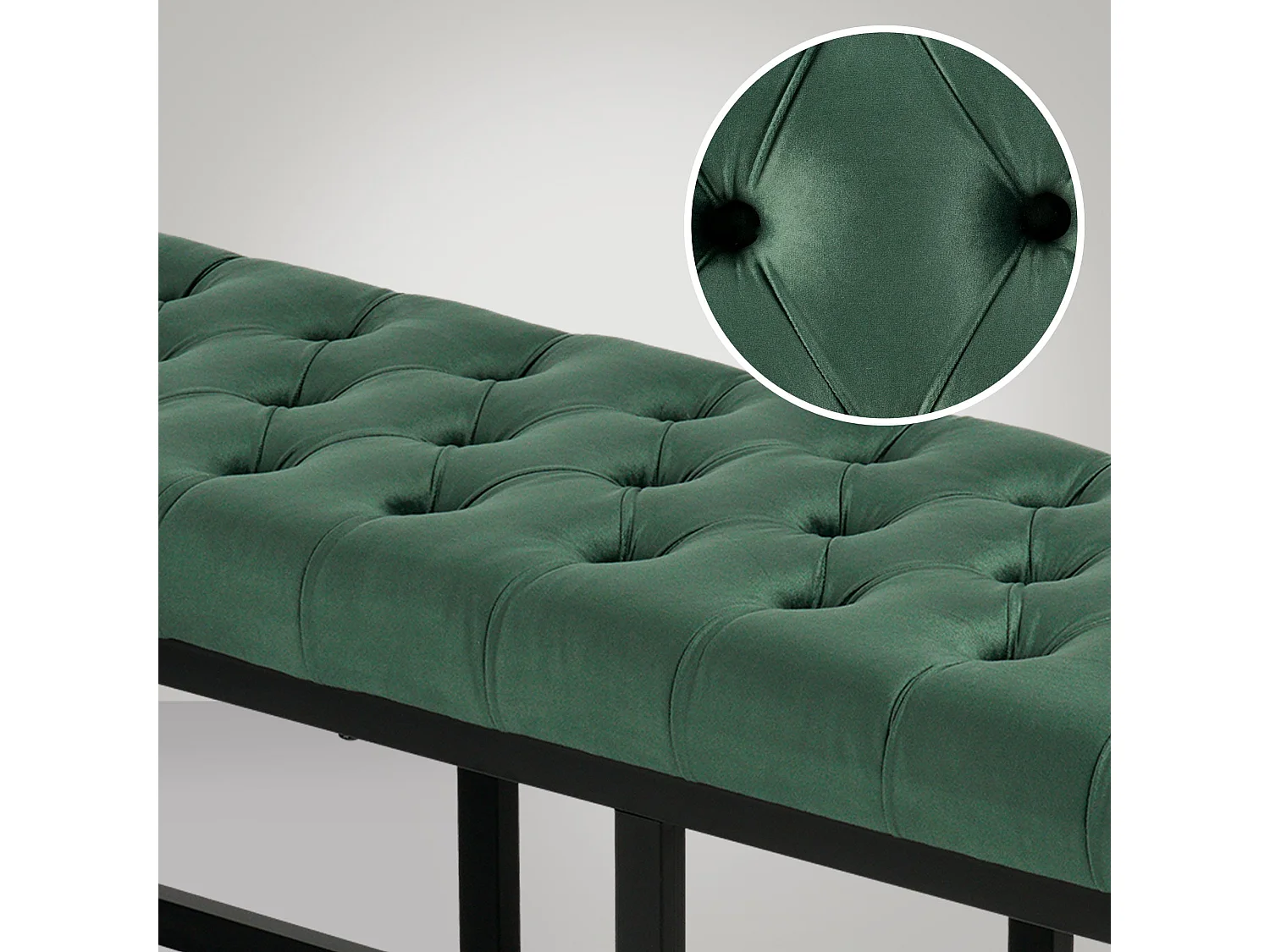 Banquette capitonné bout de métal argentée 150 x 37 x 42 cm BAN10112