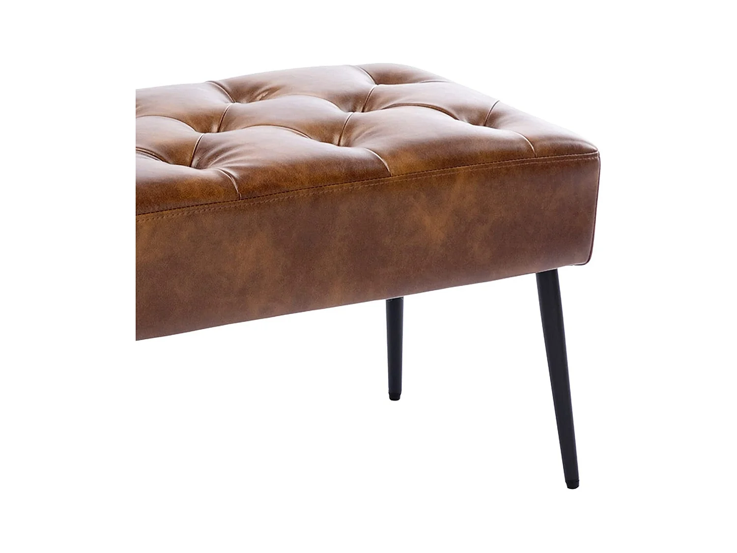 Banc banquette rembourré capitonné métal marron 113 x 38 x 42 cm BAN09013