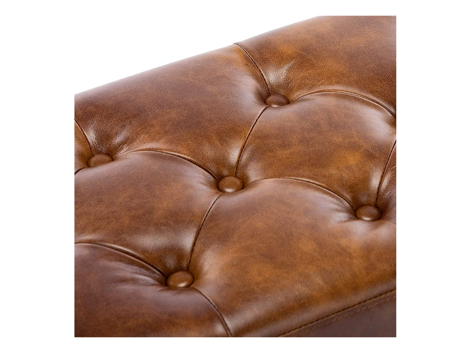 Banc banquette rembourré capitonné métal marron 113 x 38 x 42 cm BAN09013