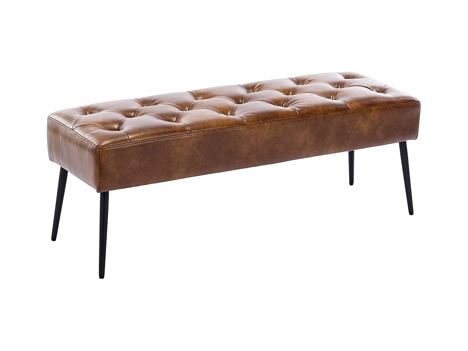 Banc banquette rembourré capitonné métal marron 113 x 38 x 42 cm BAN09013