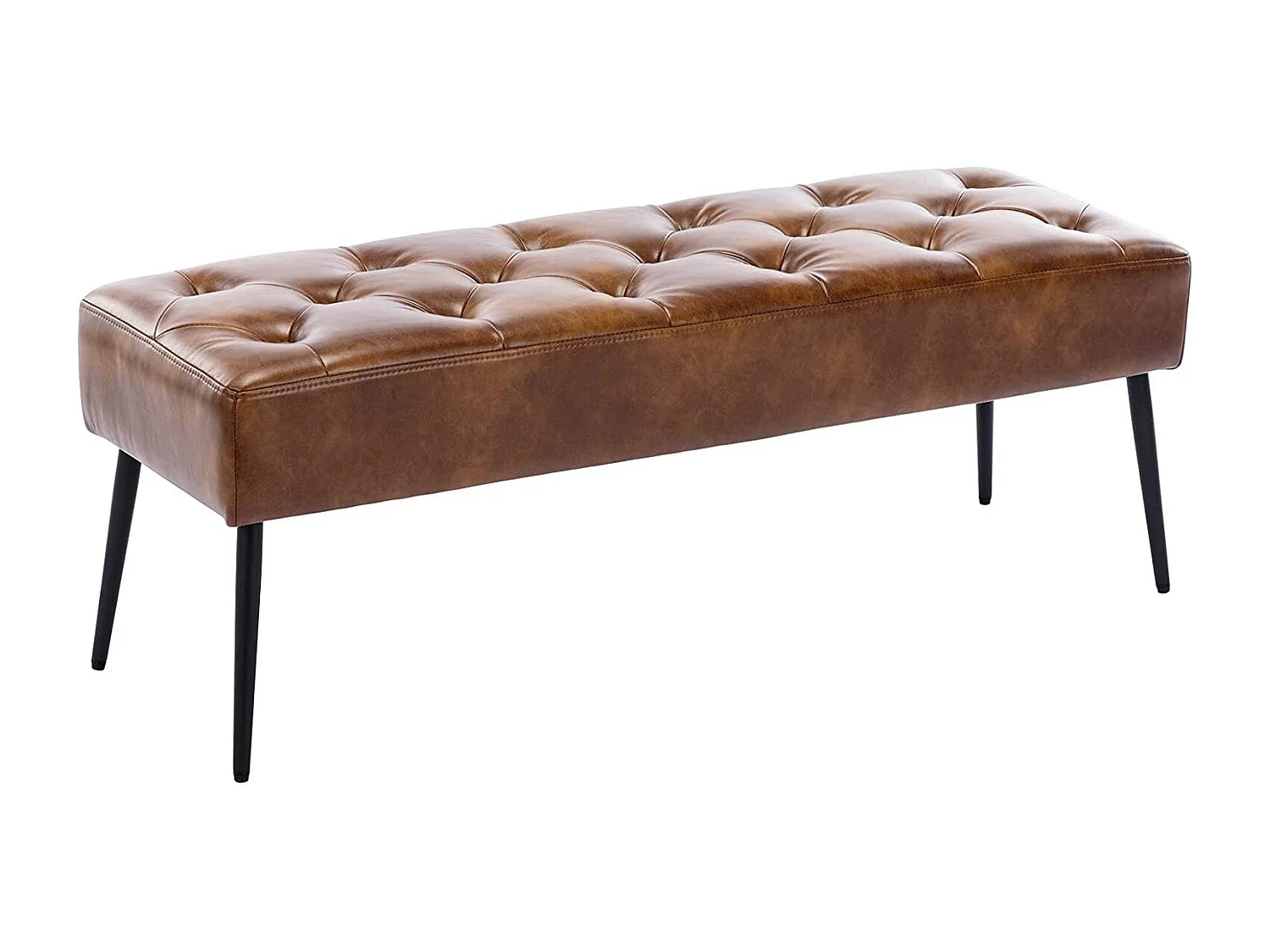 Banc banquette rembourré capitonné métal marron 113 x 38 x 42 cm BAN09013