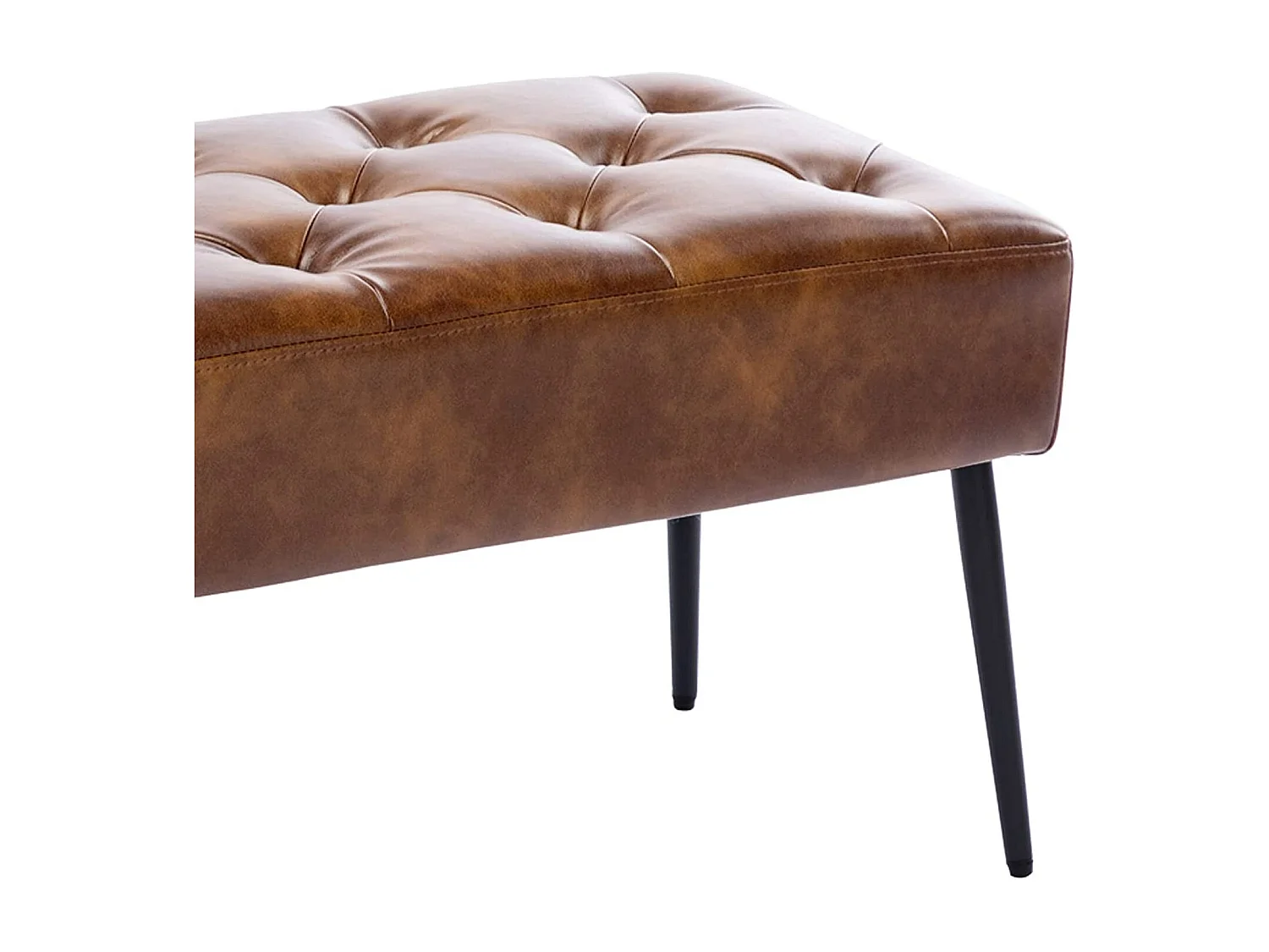 Banc banquette rembourré capitonné métal marron 113 x 38 x 42 cm BAN09013