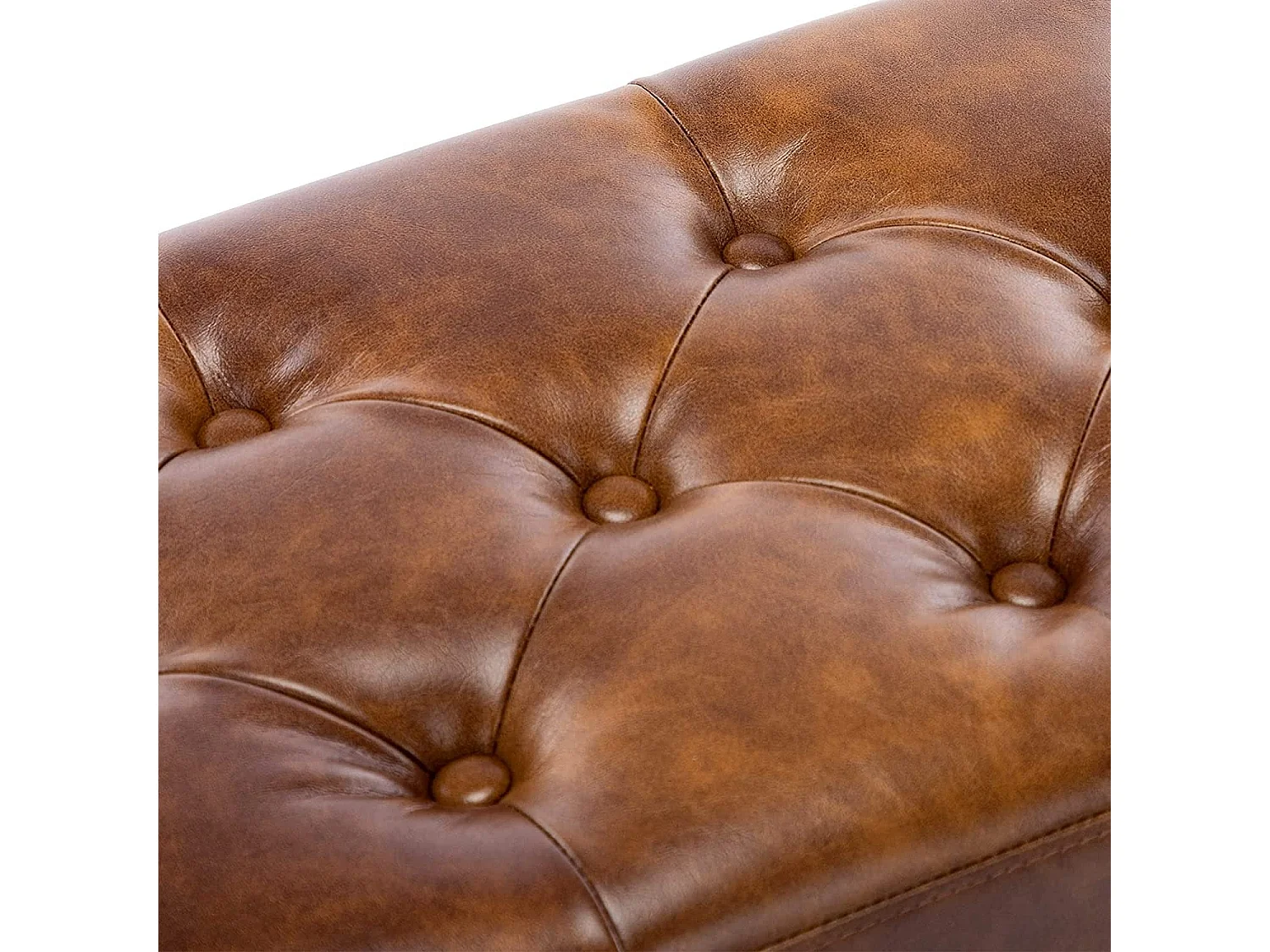 Banc banquette rembourré capitonné métal marron 113 x 38 x 42 cm BAN09013