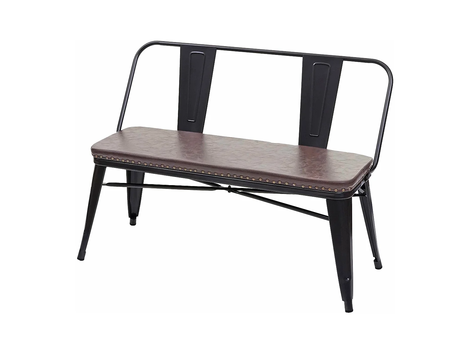 Banc avec dossier 2 métal marron 114 x 50 x 82 cm 04_0000063