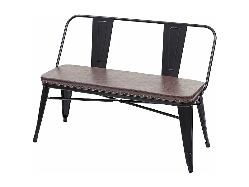 Banc avec dossier 2 métal marron 114 x 50 x 82 cm 04_0000063