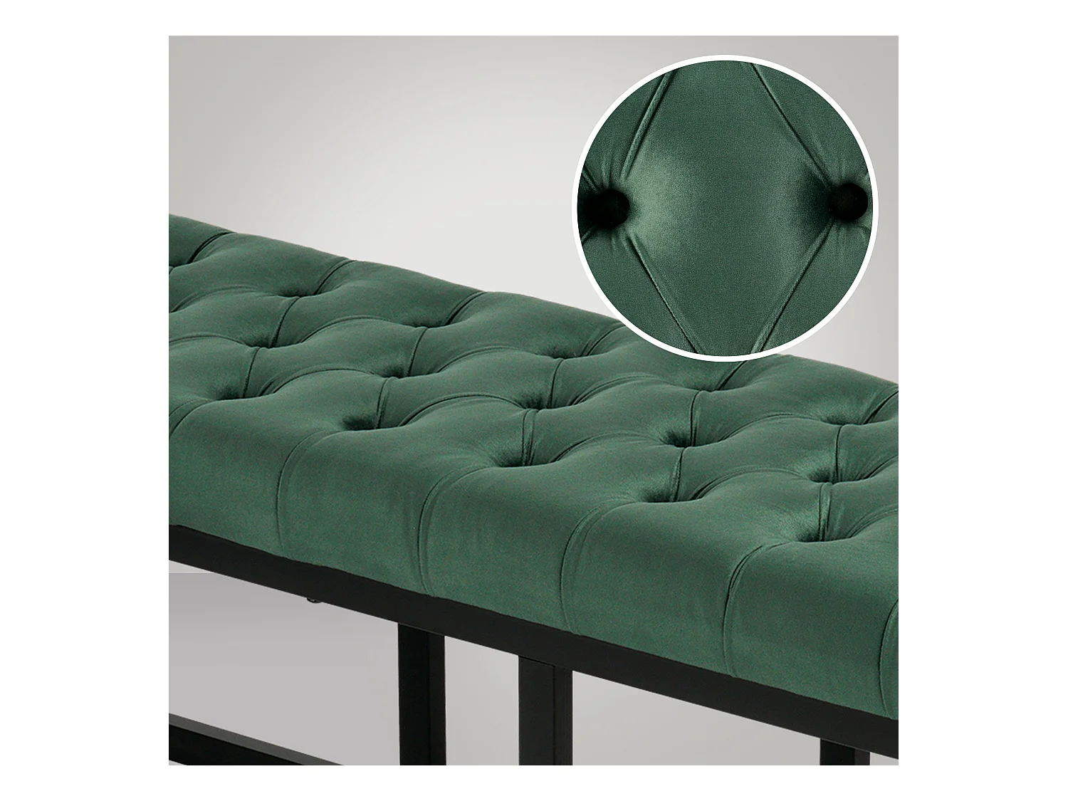 Banquette capitonné bout de métal argentée 120 x 37 x 42 cm BAN10111