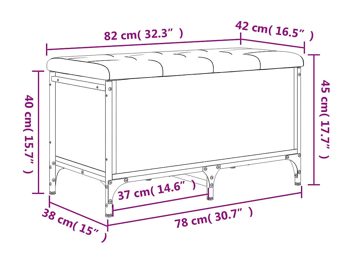 Banc banquette de rangement bois marron 82 x 42 x 45 cm DEC024783
