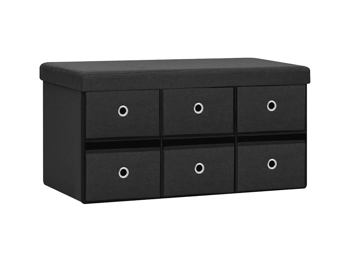 Banquette de rangement pliable tissu noire 76 x 38 x 38 cm DEC024791