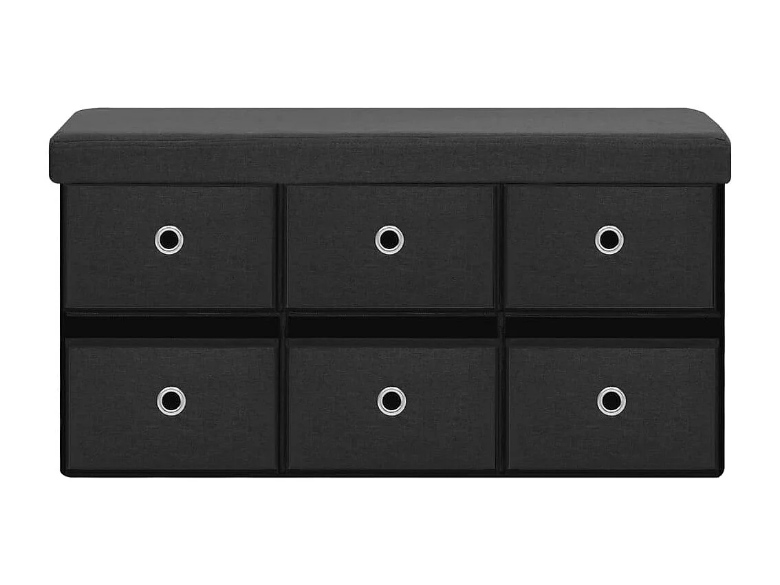 Banquette de rangement pliable tissu noire 76 x 38 x 38 cm DEC024791