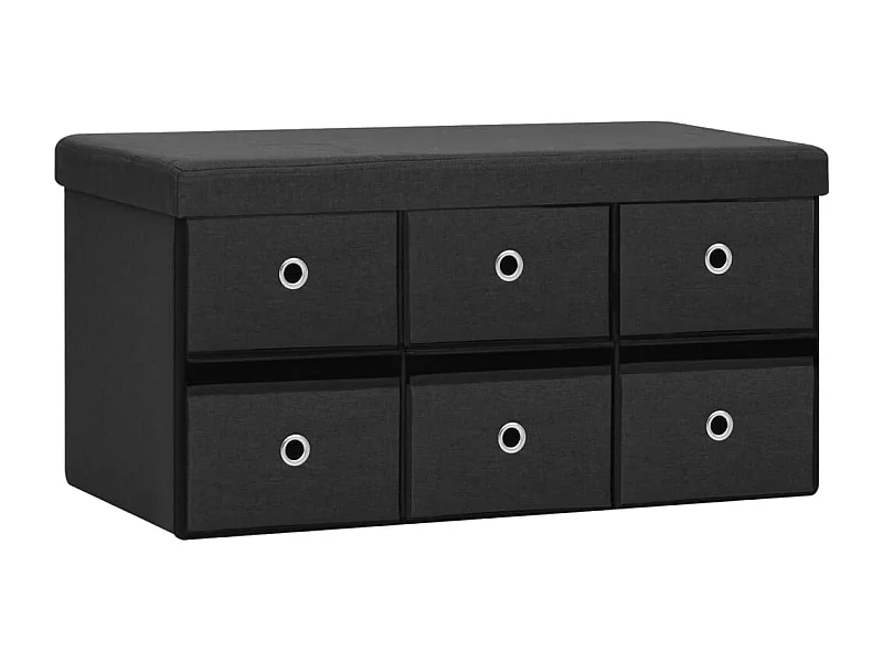 Banquette de rangement pliable tissu noire 76 x 38 x 38 cm DEC024791