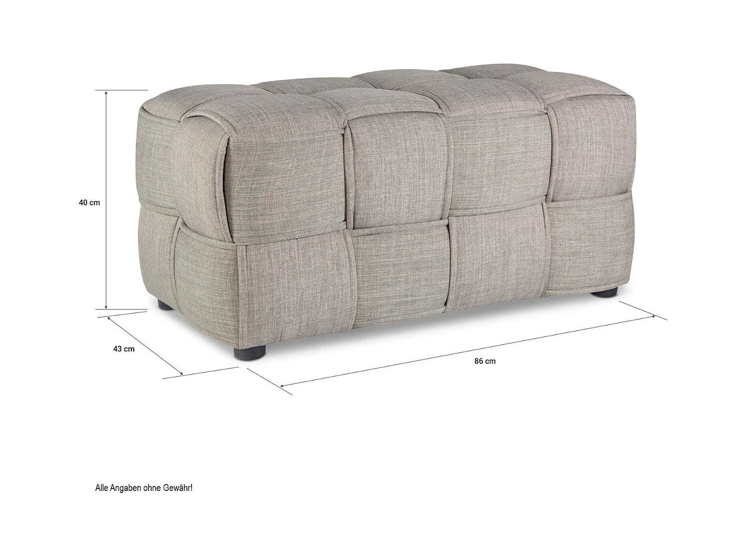 Banc tabouret repose-pieds 2 tissu grise 86 x 43 x 40 cm BAN06005