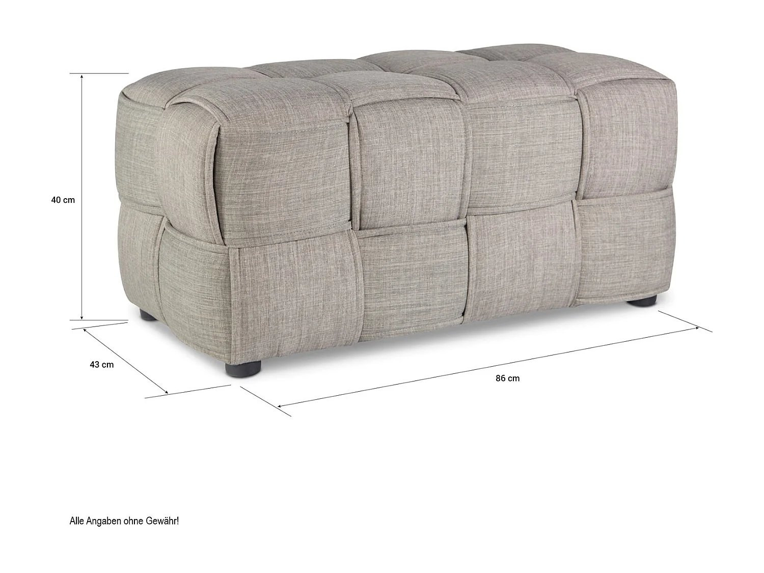 Banc tabouret repose-pieds 2 tissu grise 86 x 43 x 40 cm BAN06005