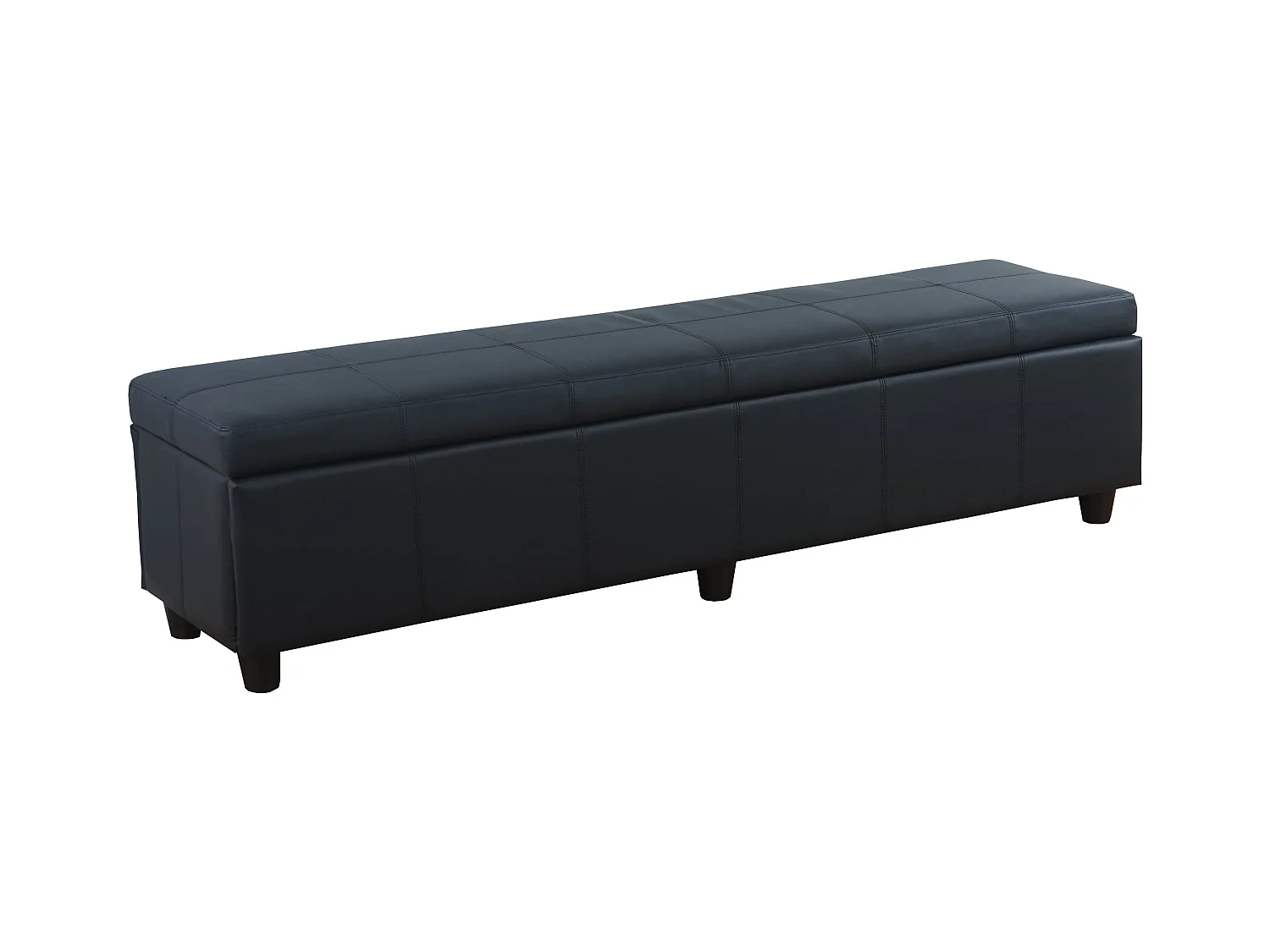 Banc banquette avec compartiment PVC noire 46 x 24 x 192 cm 04_0005814