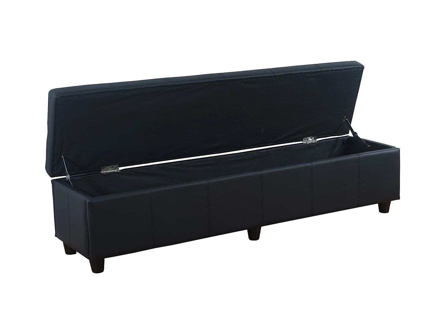 Banc banquette avec compartiment PVC noire 46 x 24 x 192 cm 04_0005814