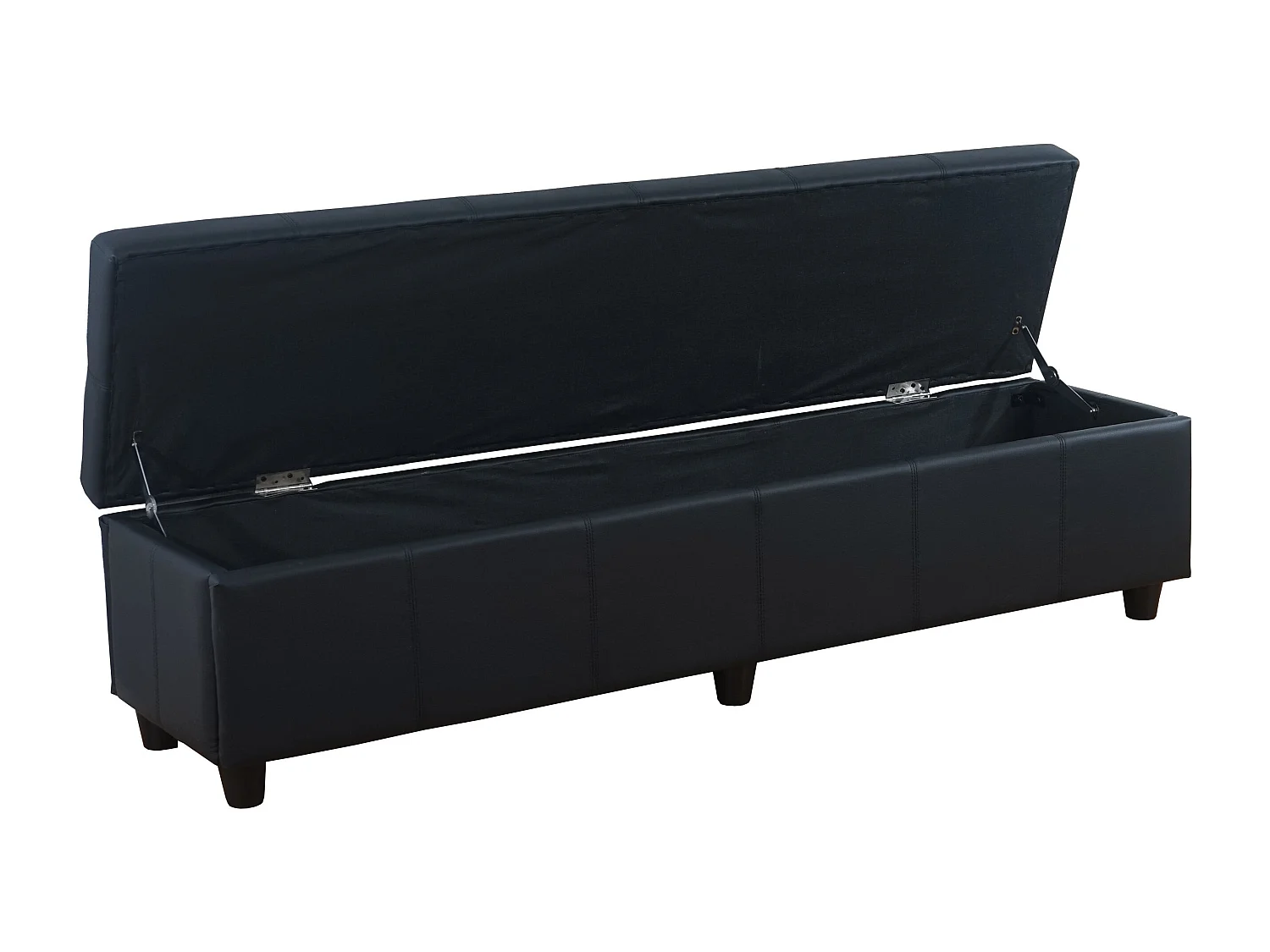 Banc banquette avec compartiment PVC noire 46 x 24 x 192 cm 04_0005814