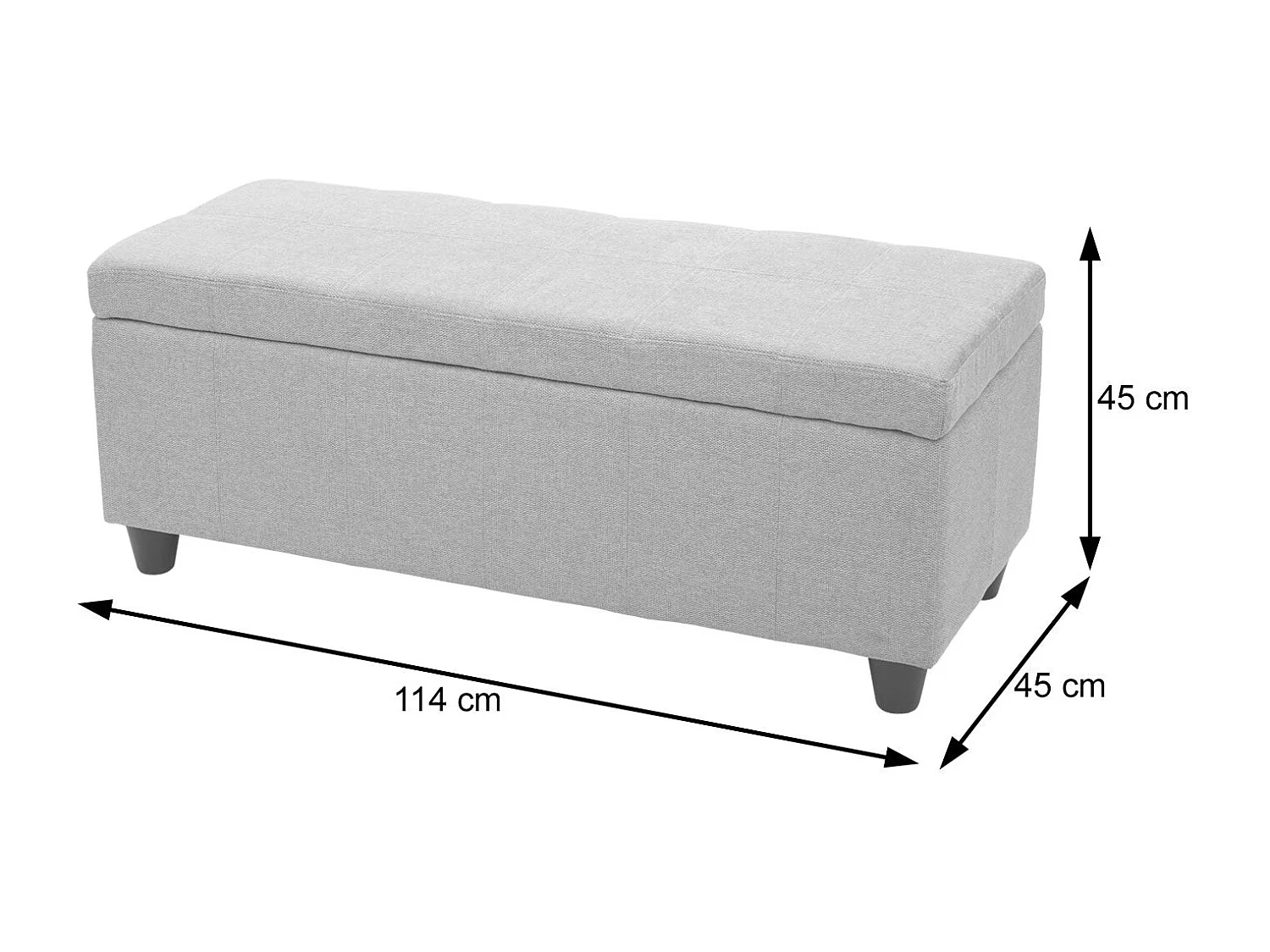 Banquette de rangement banc tissu grise 47 x 41 x 117 cm 04_0006454