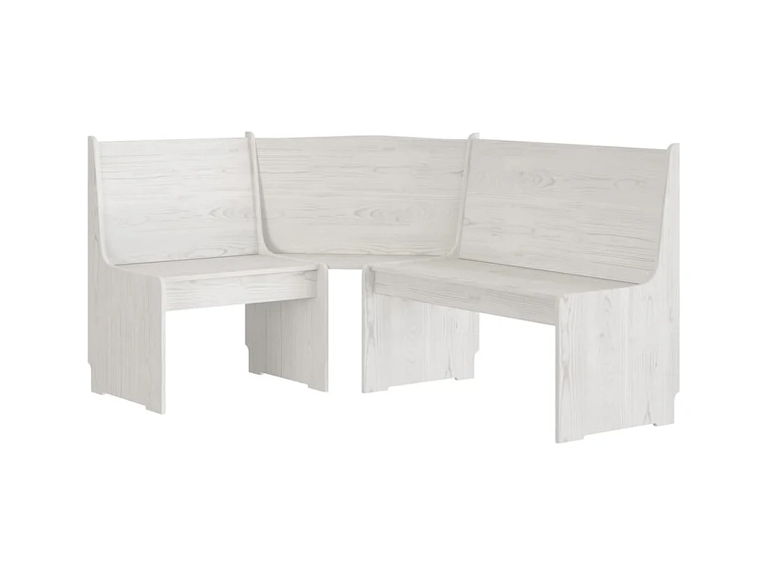 Banc d'angle avec dossier bois blanche 151 x 118.5 x 85 cm DEC025003