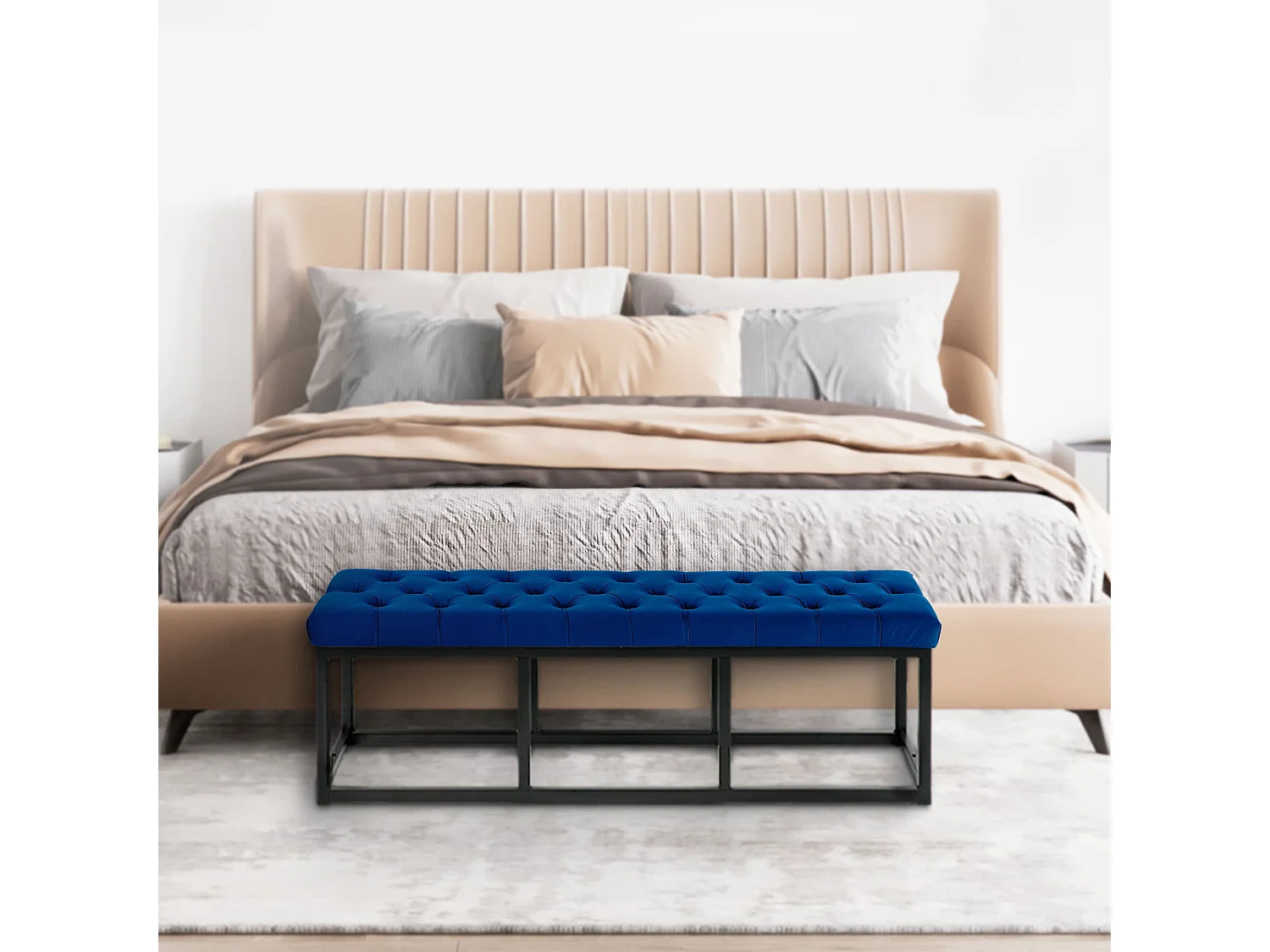 Banquette banc bout de métal bleue 120 x 37 x 42 cm 10_0003666