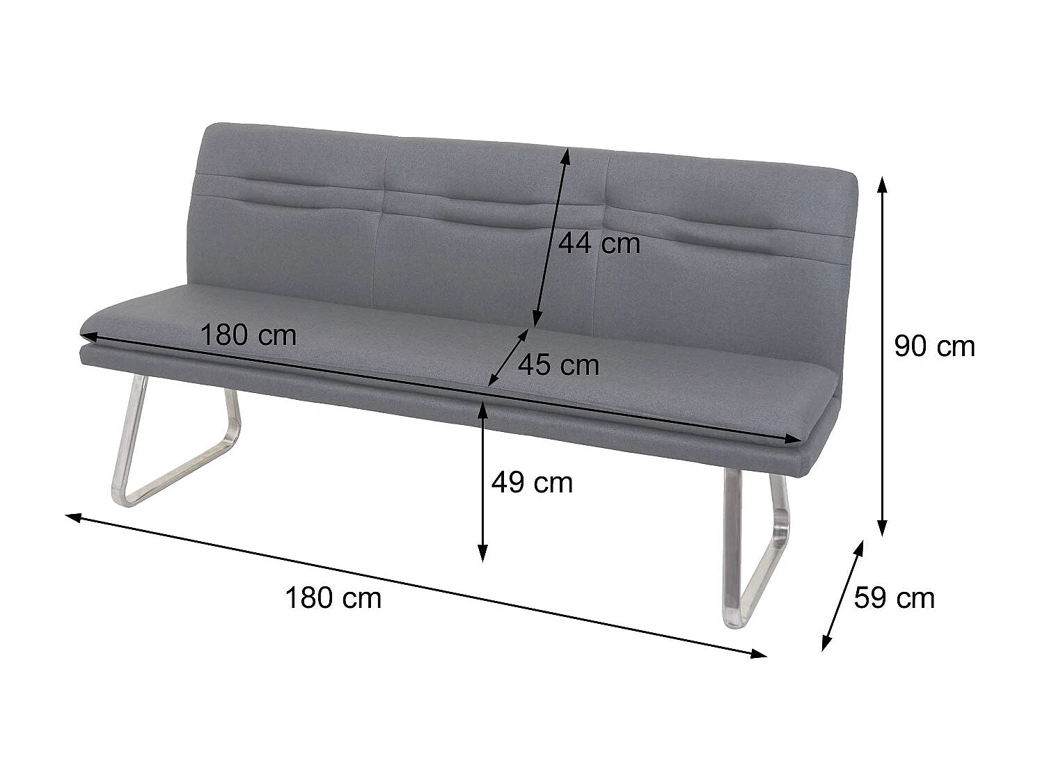 Banc de salle à argenté 180 x 59 x 90 cm 04_0005852