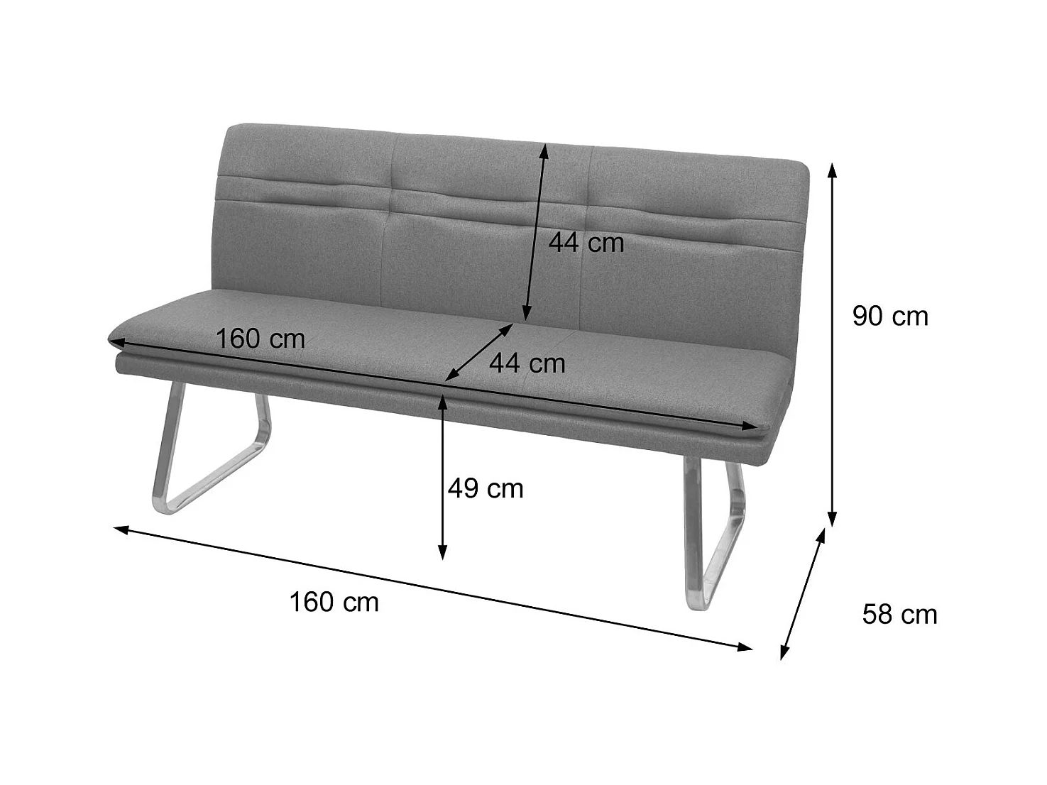 Banc canapé de salle argenté 160 x 58 x 90 cm 04_0005851