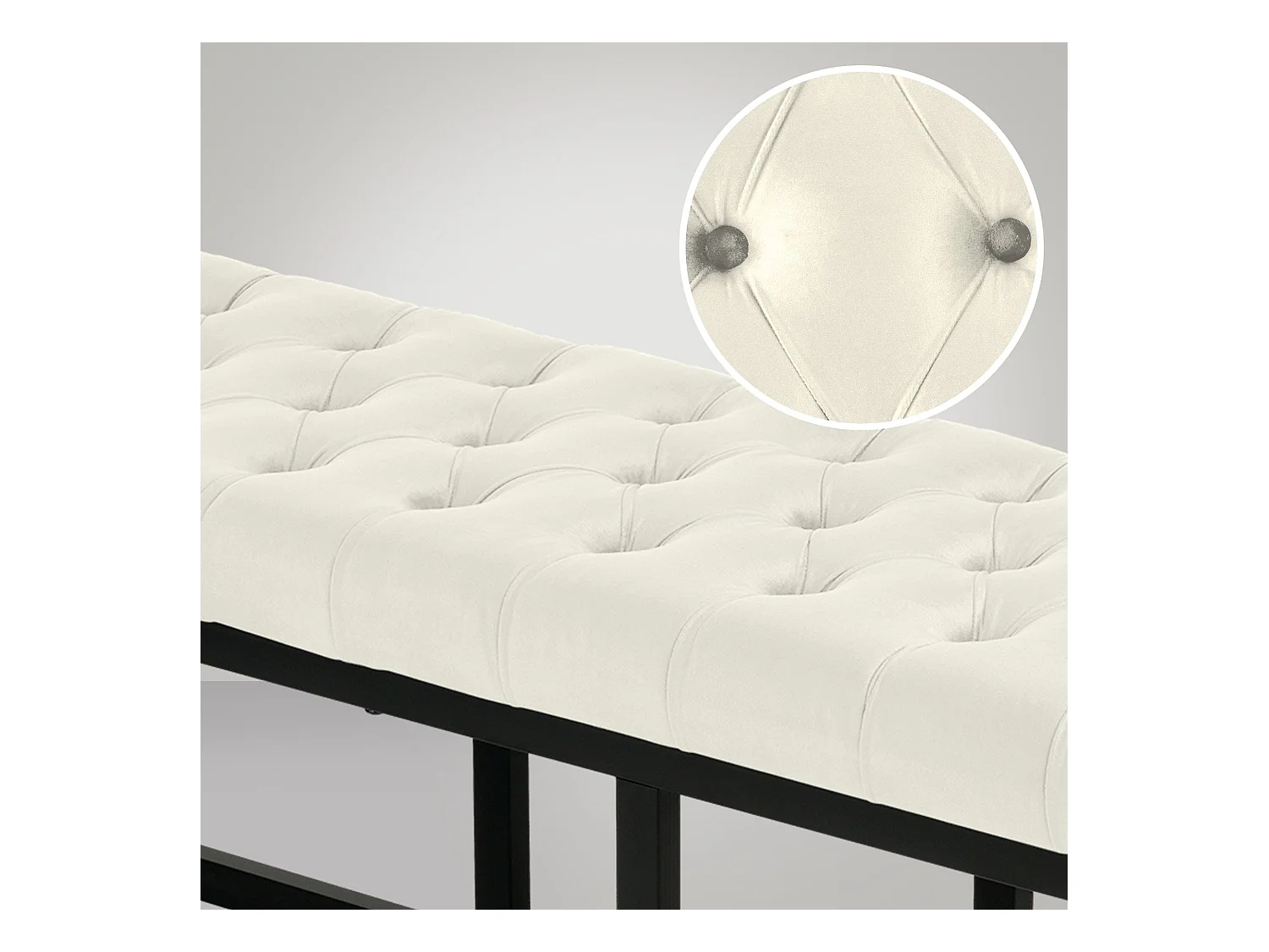 Banquette banc bout de métal crème 120 x 37 x 42 cm 10_0003667