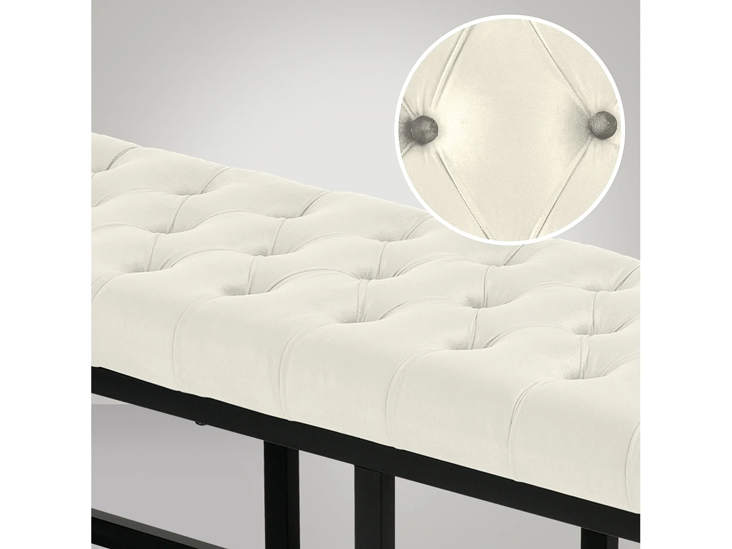 Banquette banc bout de métal crème 120 x 37 x 42 cm 10_0003667