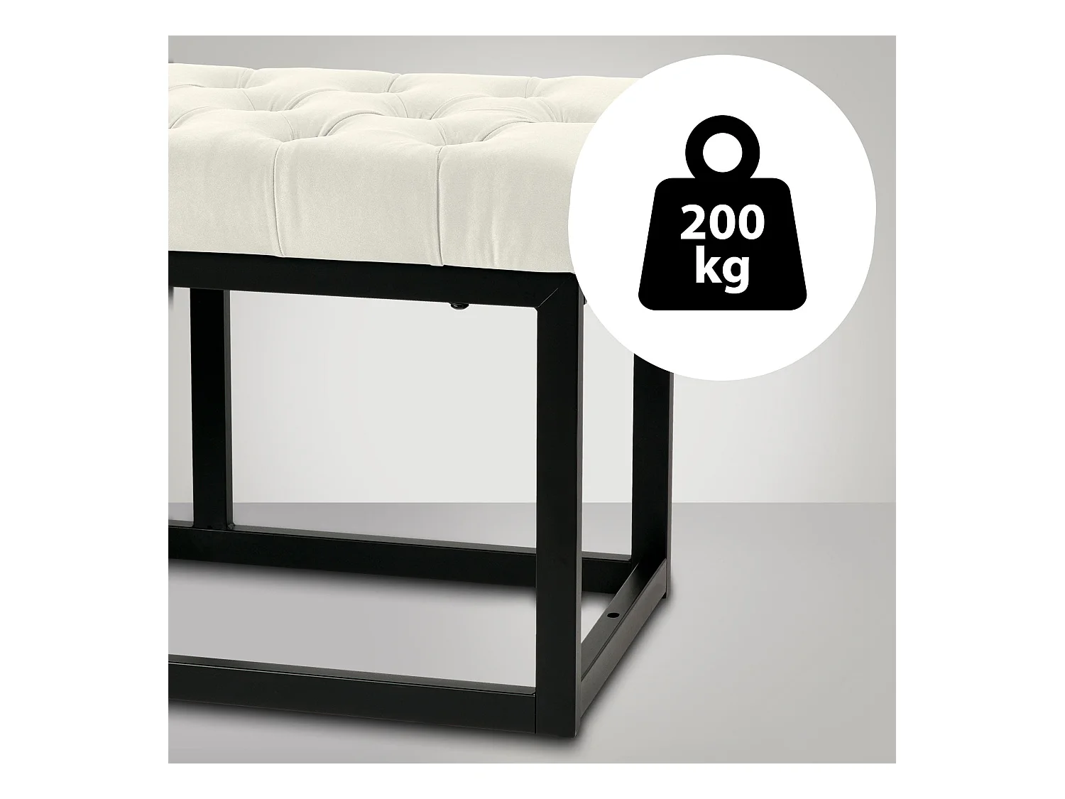 Banquette banc bout de métal crème 120 x 37 x 42 cm 10_0003669