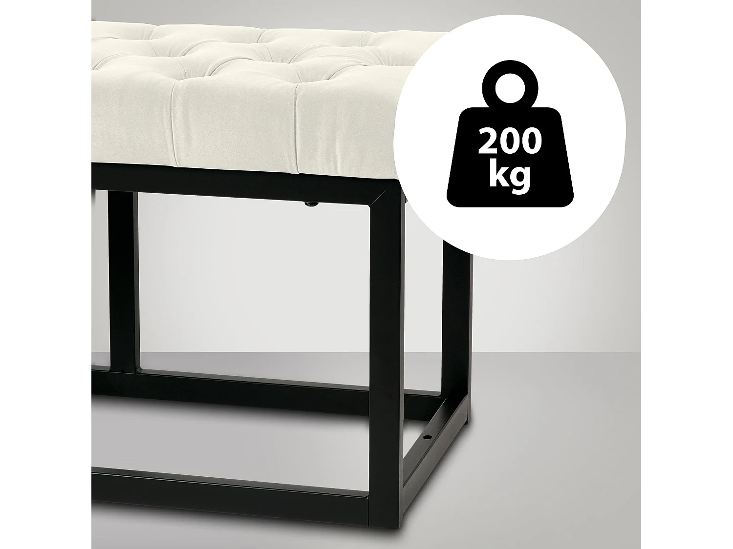 Banquette banc bout de métal crème 120 x 37 x 42 cm 10_0003669