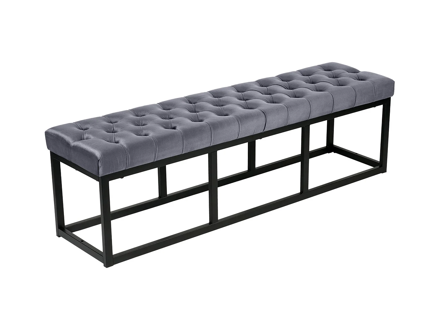 Banquette capitonné bout de métal grise 150 x 37 x 42 cm BAN10114