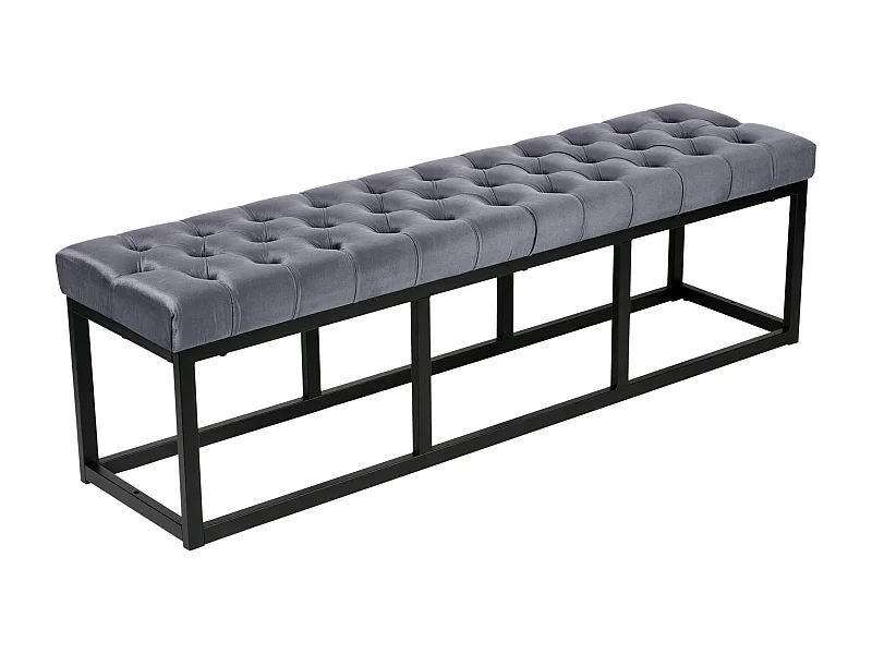 Banquette capitonné bout de métal grise 150 x 37 x 42 cm BAN10114