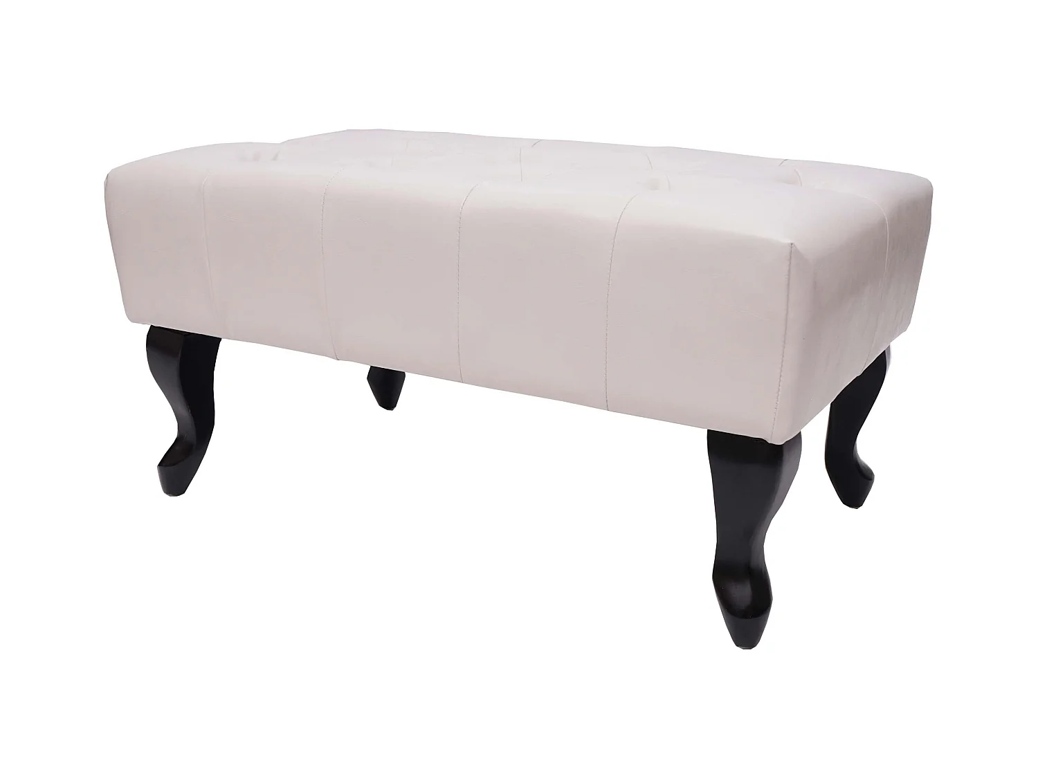 Tabouret repose-pieds Ottoman Chesterfield PVC crème 77 x 47 x 39 cm 04_0003737