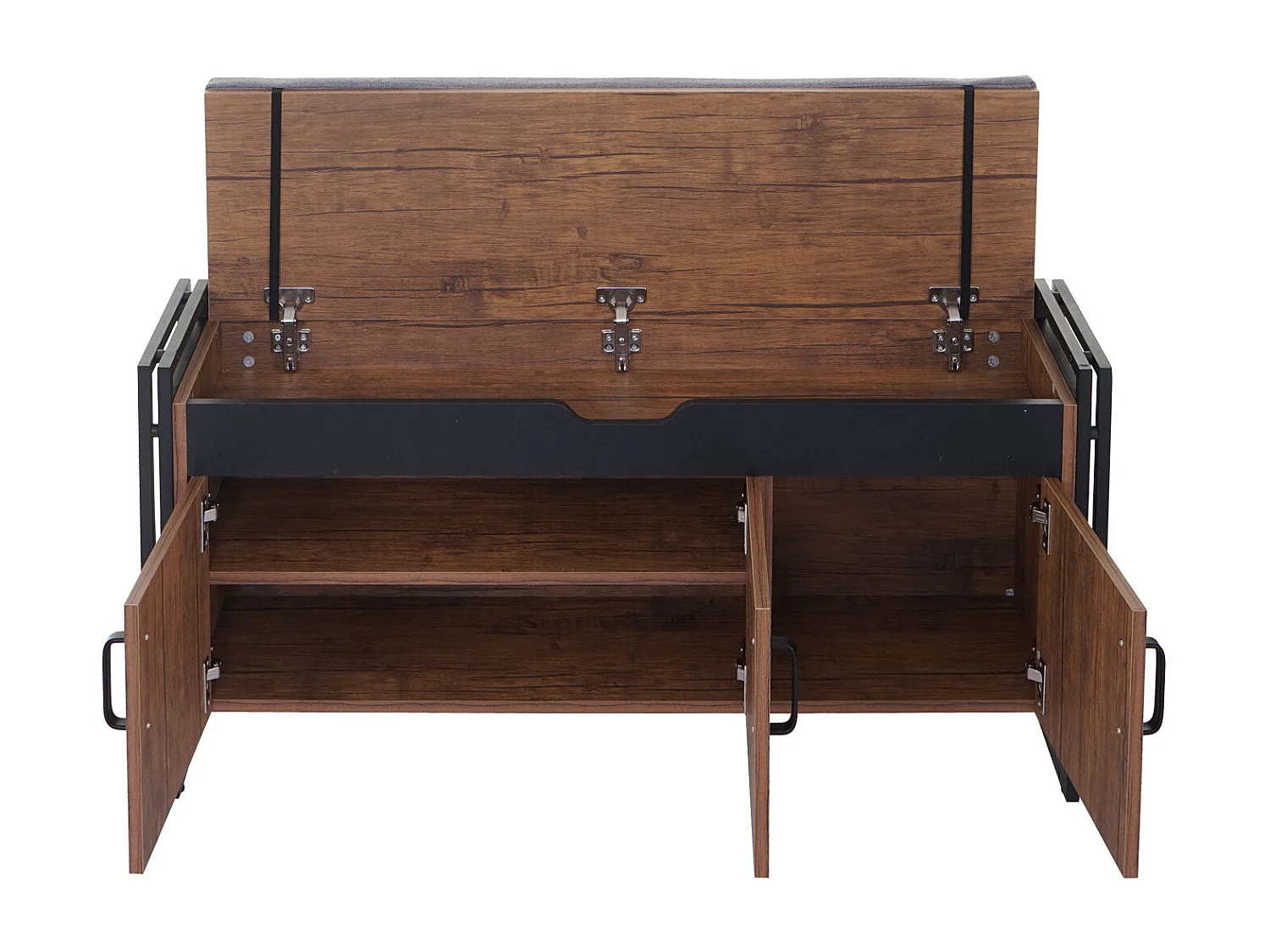 Banquette commode à chaussures métal beige 110 x 30 x 53 cm 04_0001148