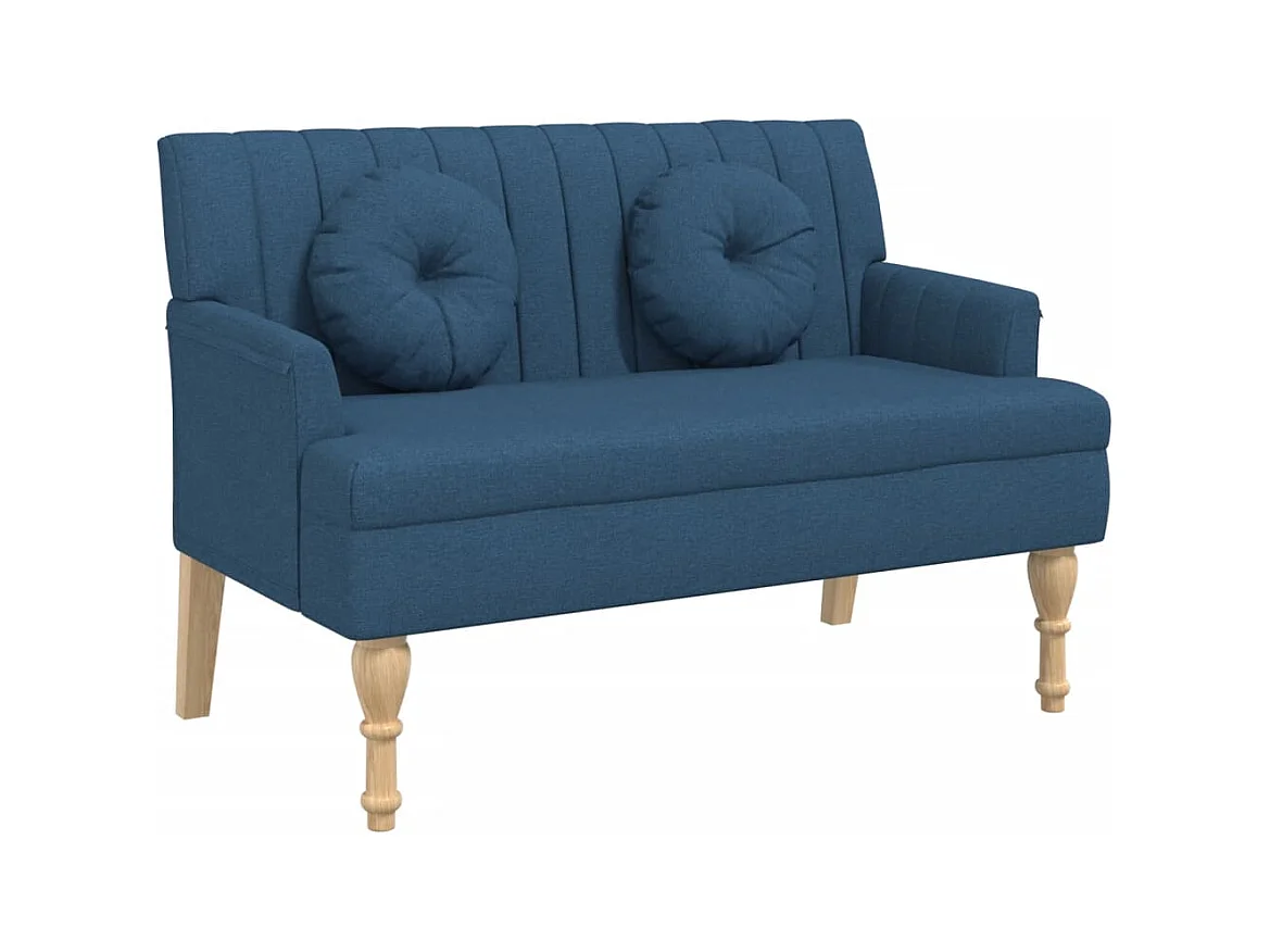 Banquette banc avec coussins tissu bleue 113 x 64.5 x 75.5 cm DEC024628