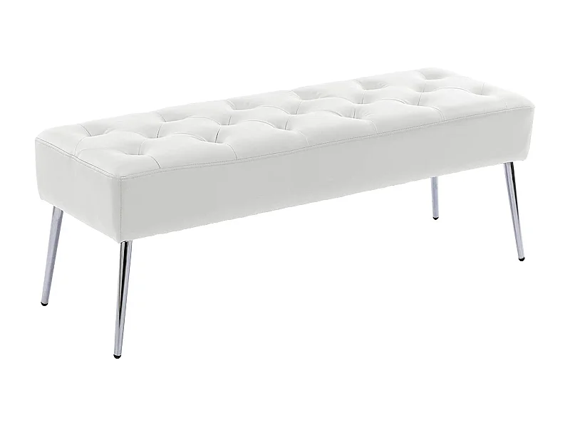 Banc banquette rembourré capitonné métal argenté 113 x 37 x 42 cm BAN09012