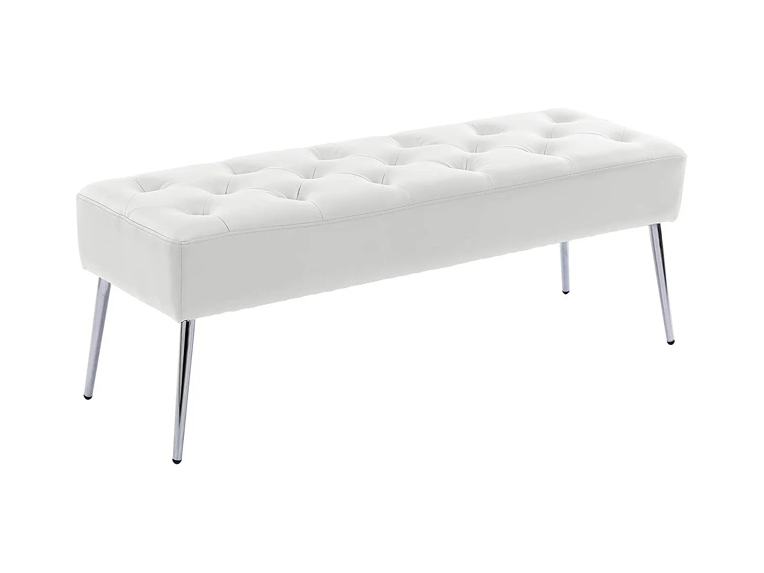 Banc banquette rembourré capitonné métal argenté 113 x 37 x 42 cm BAN09012