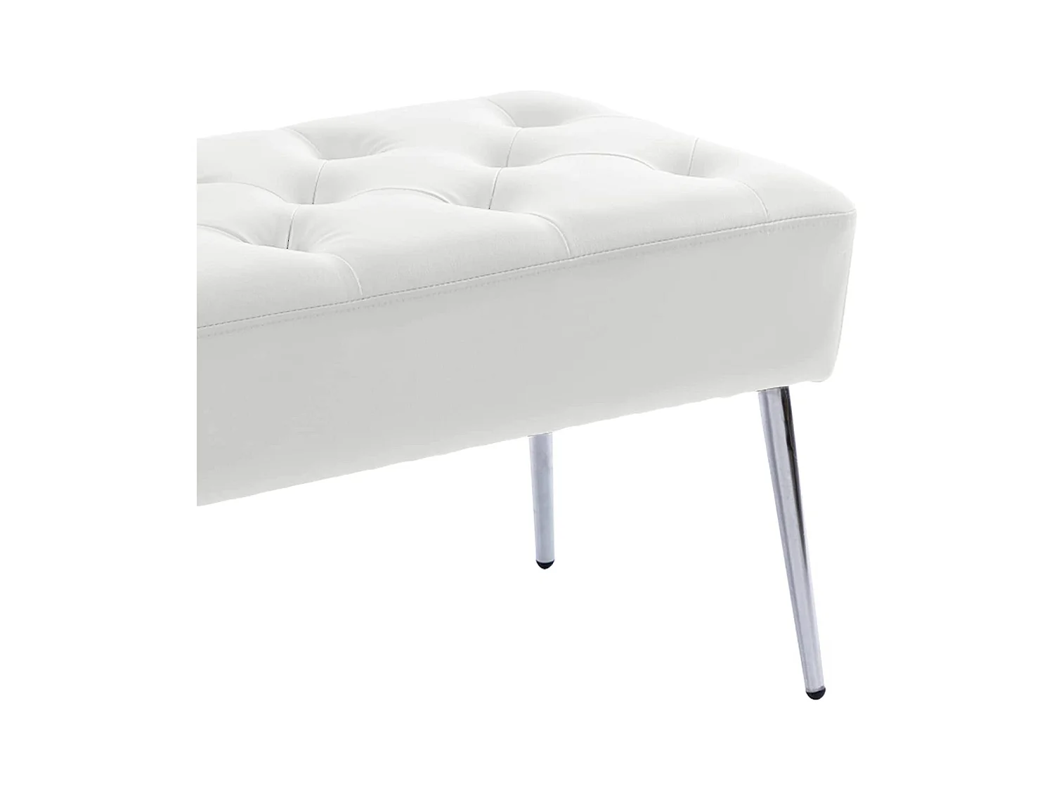 Banc banquette rembourré capitonné métal argenté 113 x 37 x 42 cm BAN09012