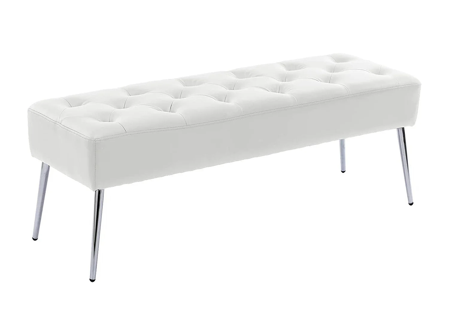 Banc banquette rembourré capitonné métal argenté 113 x 37 x 42 cm BAN09012
