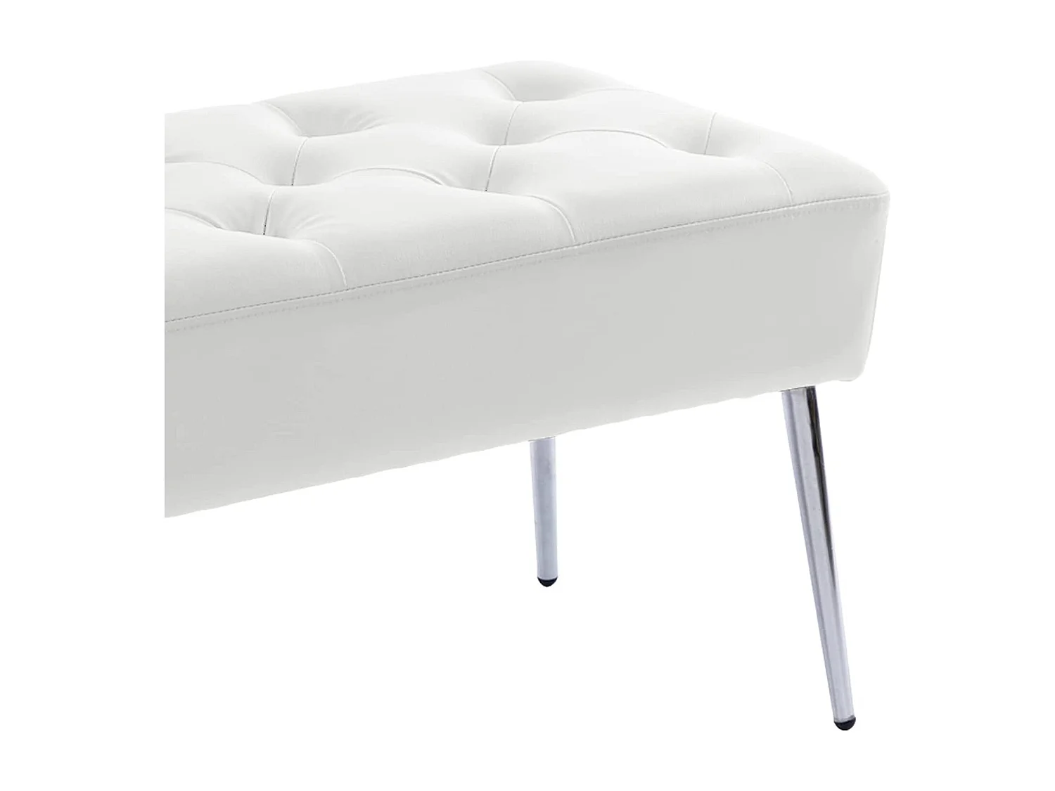 Banc banquette rembourré capitonné métal argenté 113 x 37 x 42 cm BAN09012