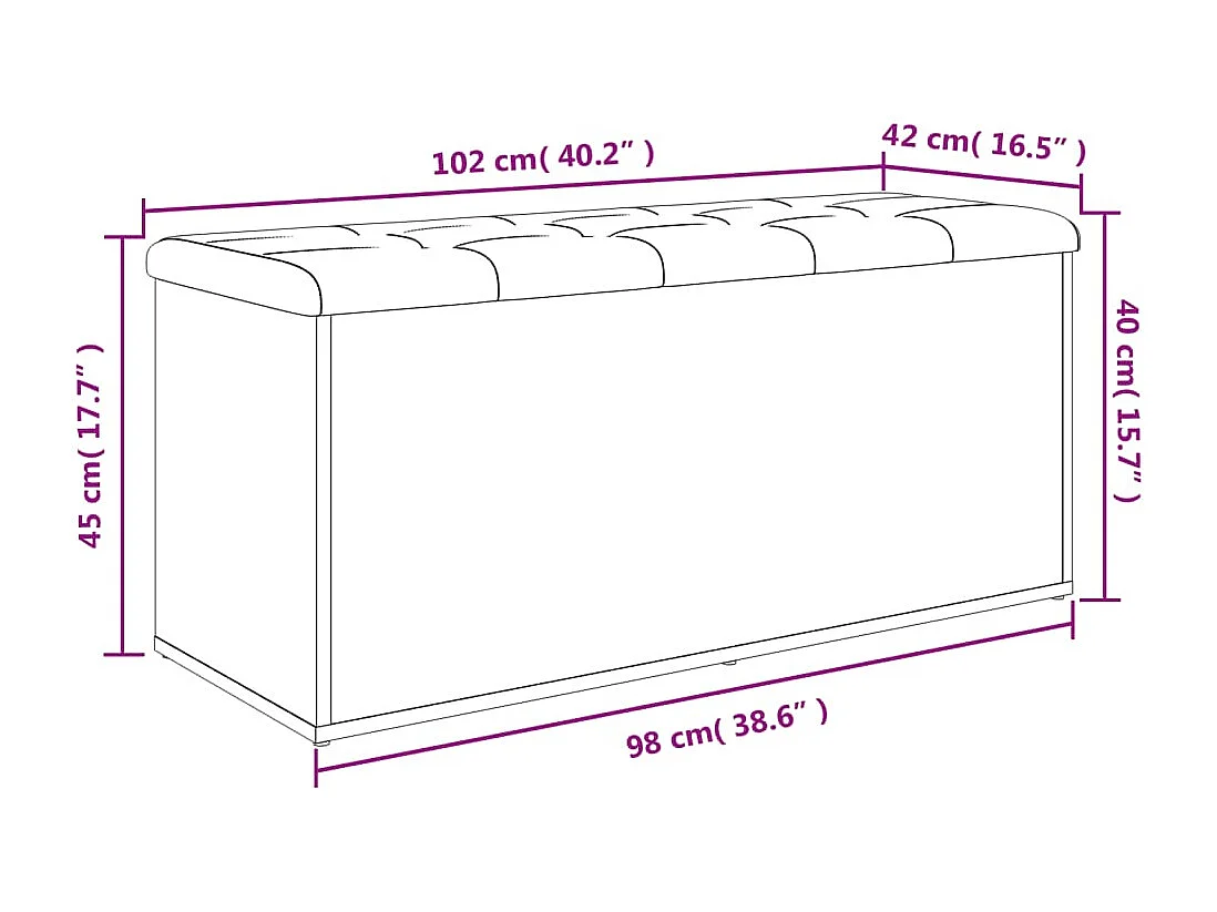 Banc banquette de rangement bois marron 102 x 42 x 45 cm DEC024761