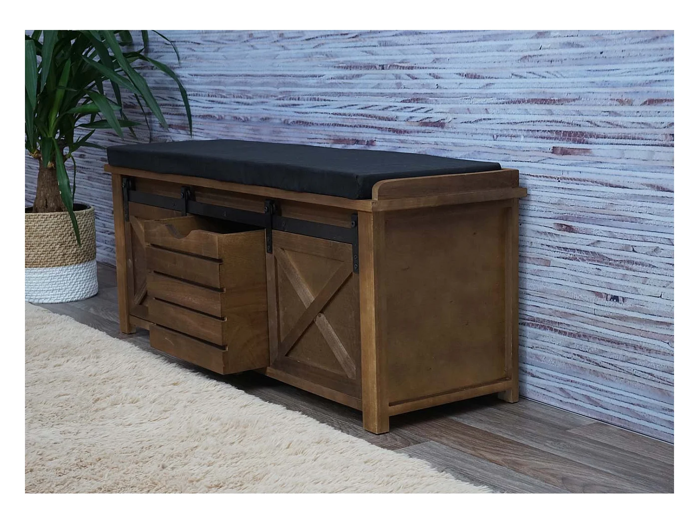 Banc avec compartiments de bois marron 102 x 33 x 43 cm 04_0001093