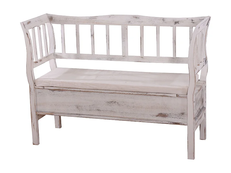 Banc style vintage avec bois blanche 119 x 40 x 85 cm 04_0001171