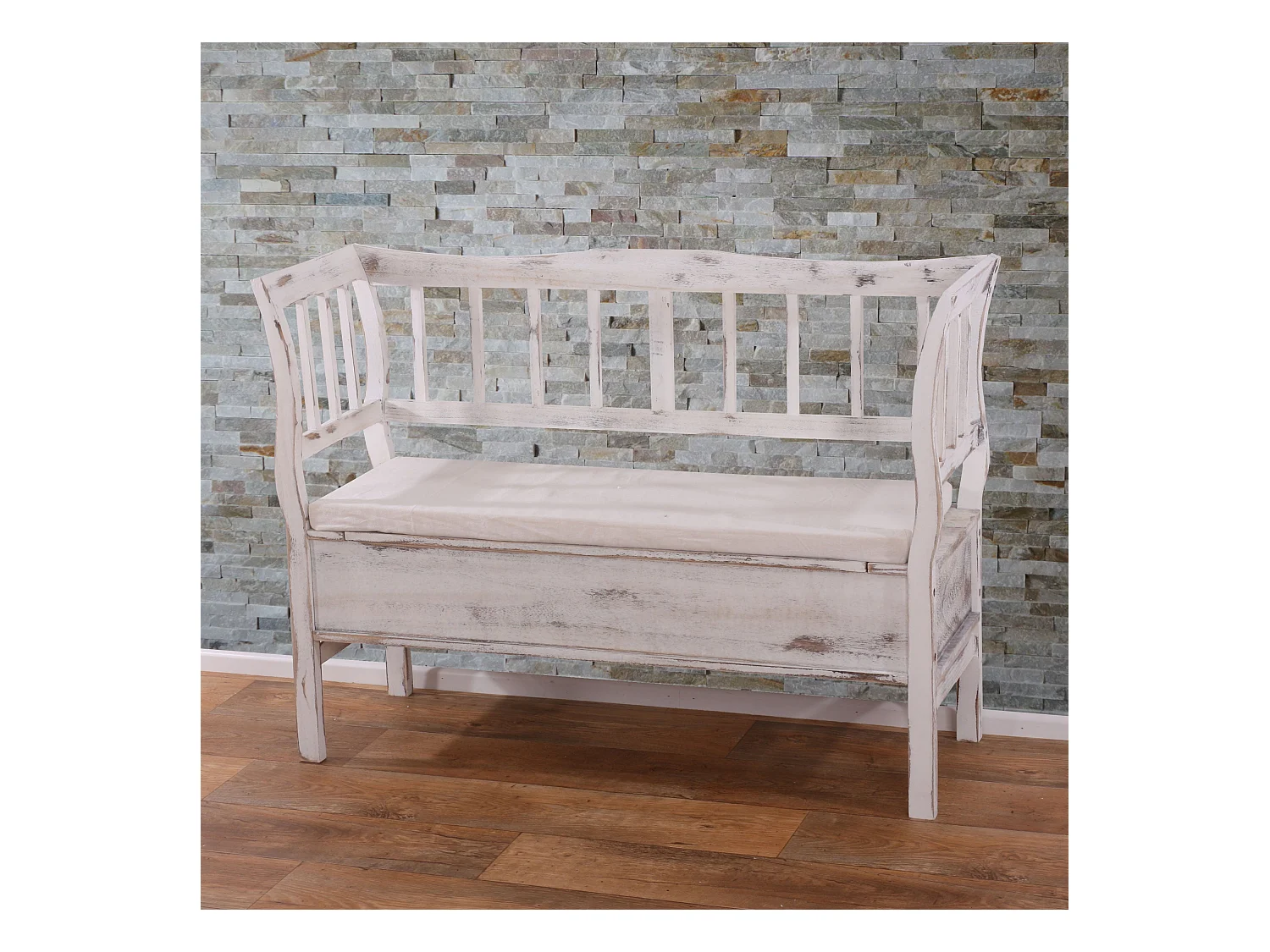Banc style vintage avec bois blanche 119 x 40 x 85 cm 04_0001171